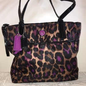 Coach ocelot tote bags